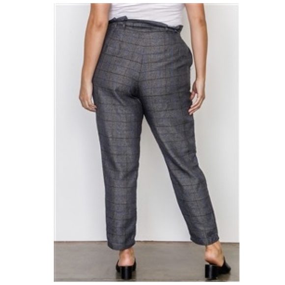 Grey Plaid High Waist Belted Dress Pant Plus Sz 1X - Picture 4 of 15